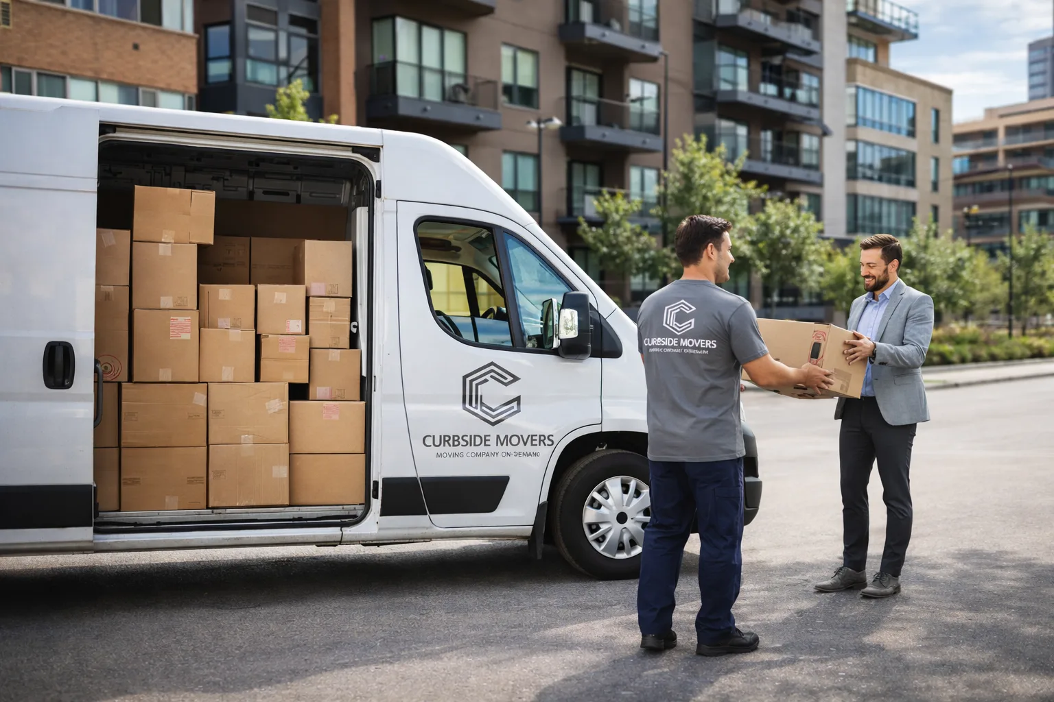 Moving truck and boxes